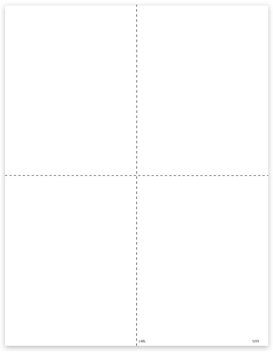 Blank Perforated W2 Paper, 4up V1 Quadrant Format - DiscountTaxForms