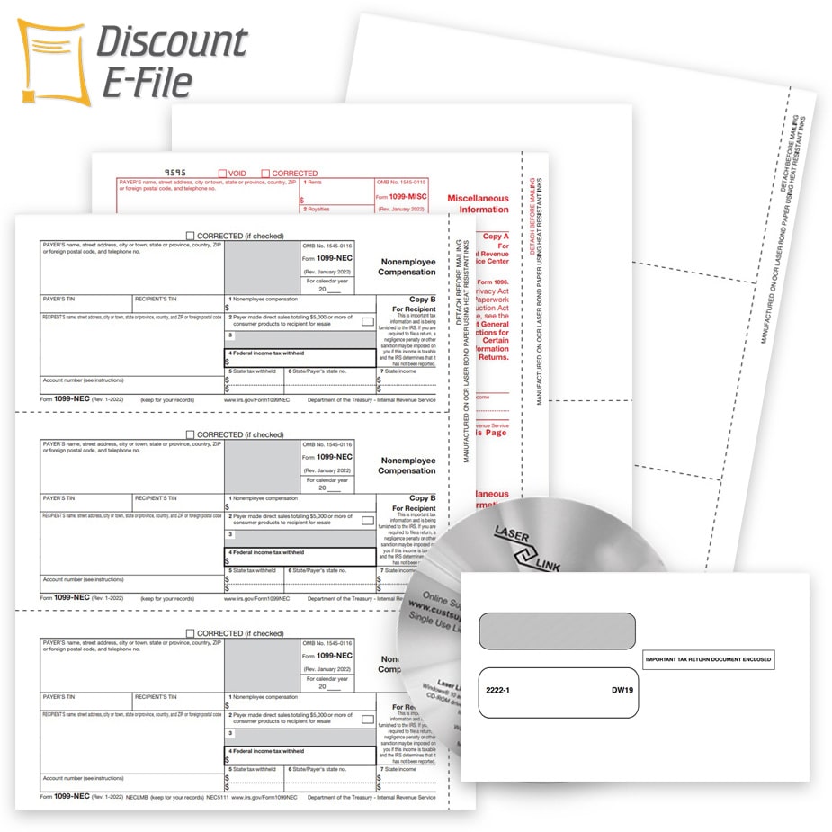 1099 Filing Forms, Envelopes, Software, E-file - DiscountTaxForms.com